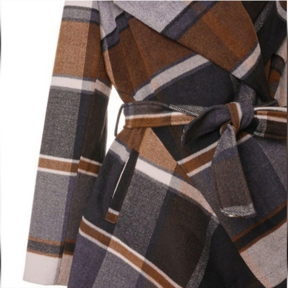 CHIC WISH PRAIRIE CHECK RABATO COAT Sz 3XL Plaid - Picture 5 of 10